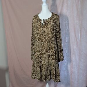 Studio Animal Print Dress with Ruffle Detail